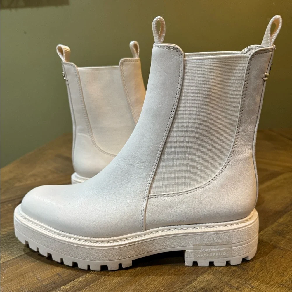 Sam Edelman Modern Ivory “Laguna” Chunky Sole Chelsea Boots Women’s Size 8 - Picture 9 of 16